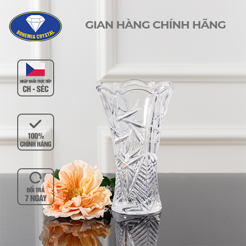 Bình Hoa PHA LÊ TIỆP BOHEMIA Lọ Hoa Dùng Trang Trí Phòng, Bình Cắm Hoa Và Làm Quà Tặng Cao 20.5cm PTL00395