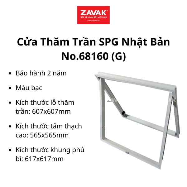 Nắp cửa thăm trần thạch cao ZAVAK SPG-68160/ 60x60cm/ màu bạc