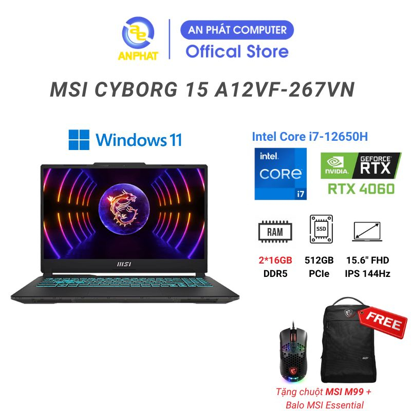 Laptop MSI Cyborg 15 A12VF-267VN (Core i7-12650H | RTX 4060)