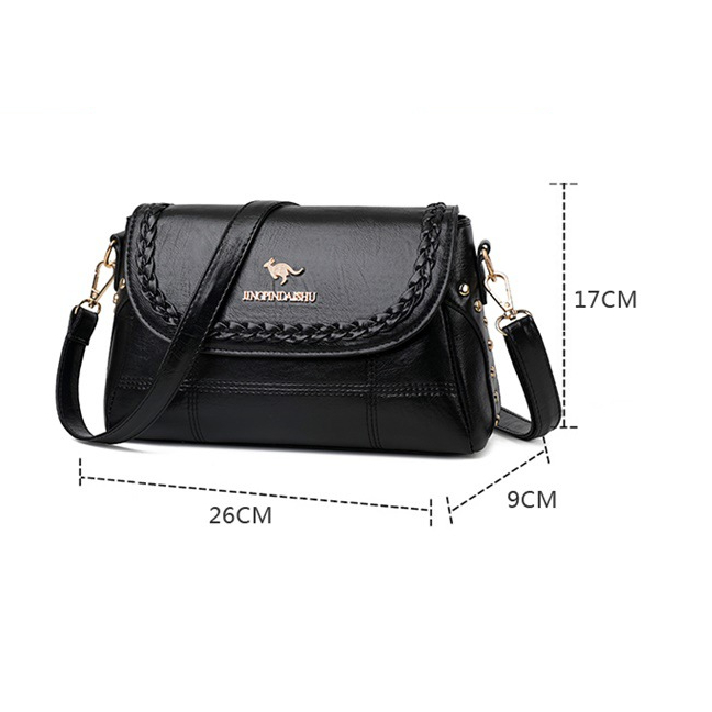 Túi Xách Nữ Da Bò mã MD97 Đeo Chéo màu ĐEN/ĐỎ