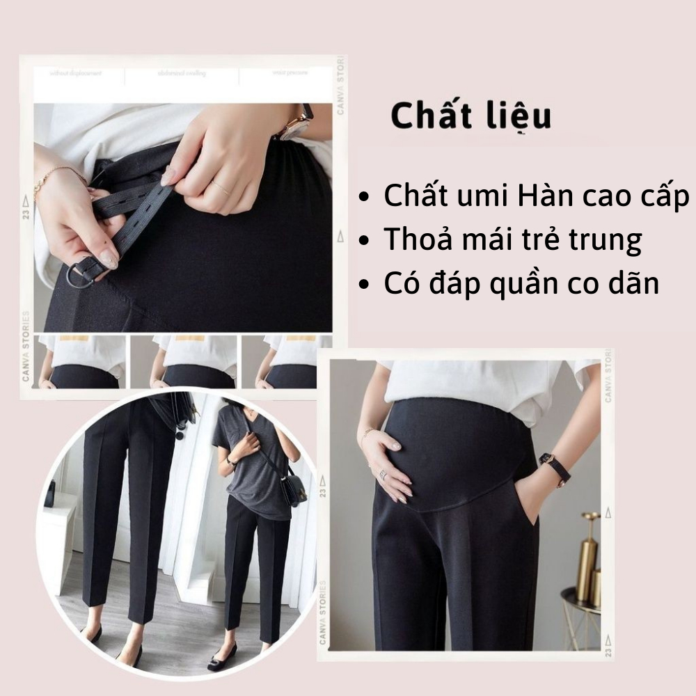 Quần Bầu Baggy Công Sở Larosa Chất Vải Umi Mềm Mát Ống Đứng Có Đáp Bụng Bigsize LA002Q