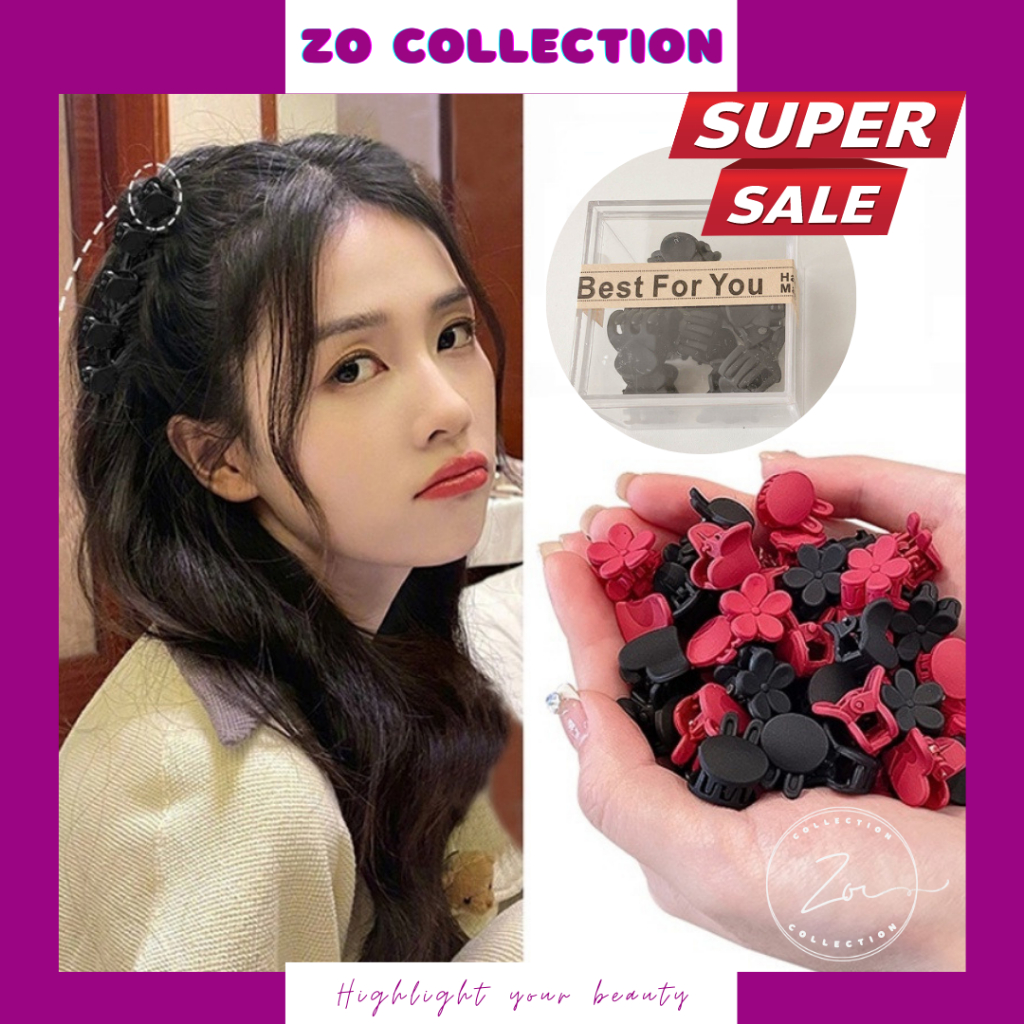 Kẹp Tóc Mái Mini (24 Chiếc) Kẹp Tóc Càng Cua Hình Hoa Trái Tim Thỏ HotTrend Phong Cách Hàn Quốc Dành Cho Nữ