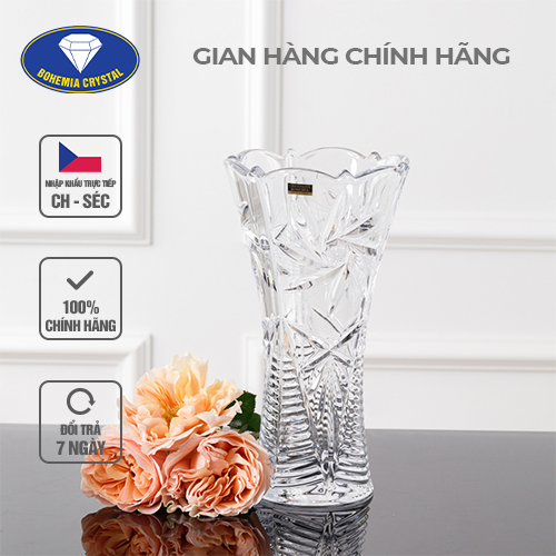 Bình Hoa PHA LÊ TIỆP BOHEMIA Lọ Hoa Dùng Trang Trí Phòng, Bình Cắm Hoa Và Làm Quà Tặng Cao 25cm PTL00396