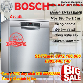 Máy rửa bát bosch sms68mi04e series 6 sấy zeolith nhập khẩu đức