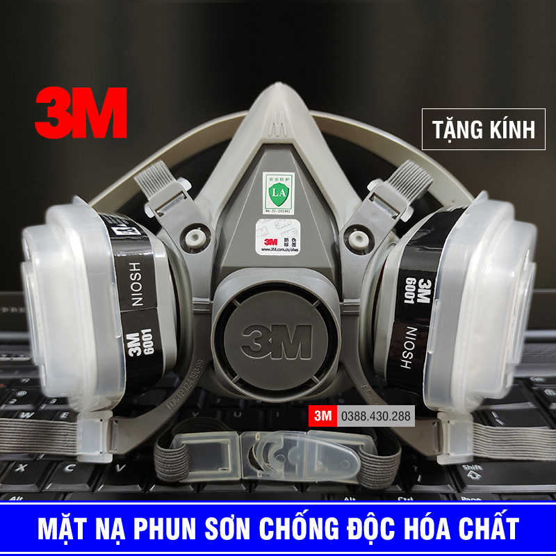 Mặt Nạ Phun Sơn Chống Độc Chống Bụi Hóa Chất. Mặt Nạ Phòng Độc 3M 6200 Cao Cấp