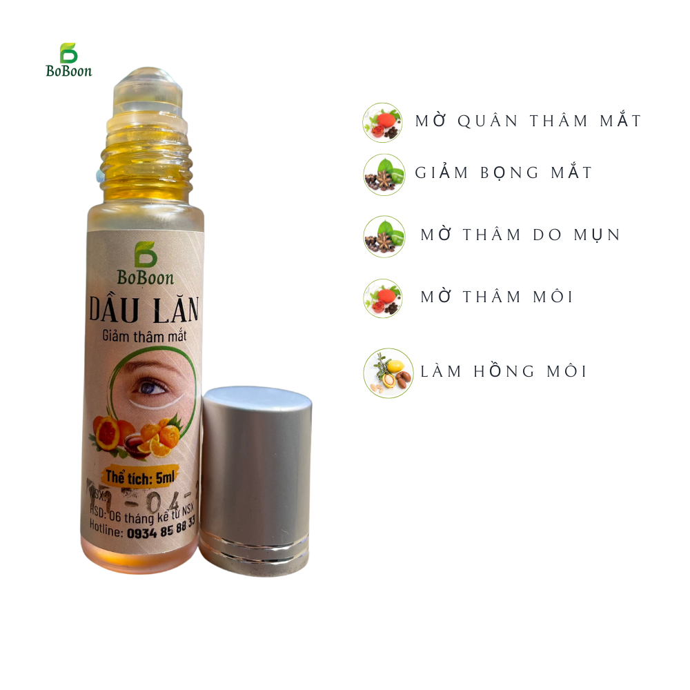 Dầu lăn giảm thâm mắt Boboon dưỡng hồng môi,mờ vết thâm mụn 5ml