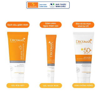 [NEW] Combo DECUMAR ADVANCED [Gel ngừa mụn, gel rửa mặt kiềm nhờn, kem chống nắng] (Decuma, dercuma, dercumar, advance]