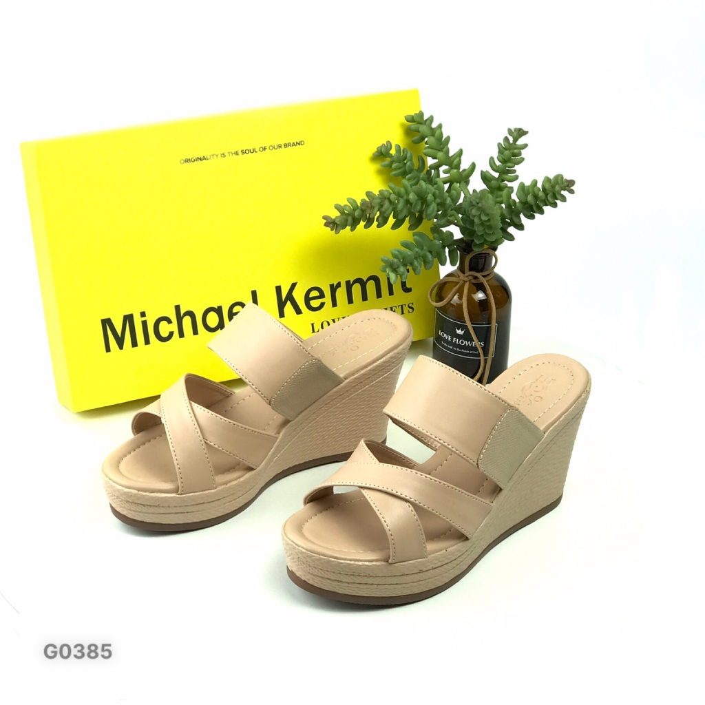 Dép lê BQ nữ đế xuồng ❤️FREESHIP❤️ Dép lê BQ nữ đế xuồng quai chéo đế xuồng 8cm G0385