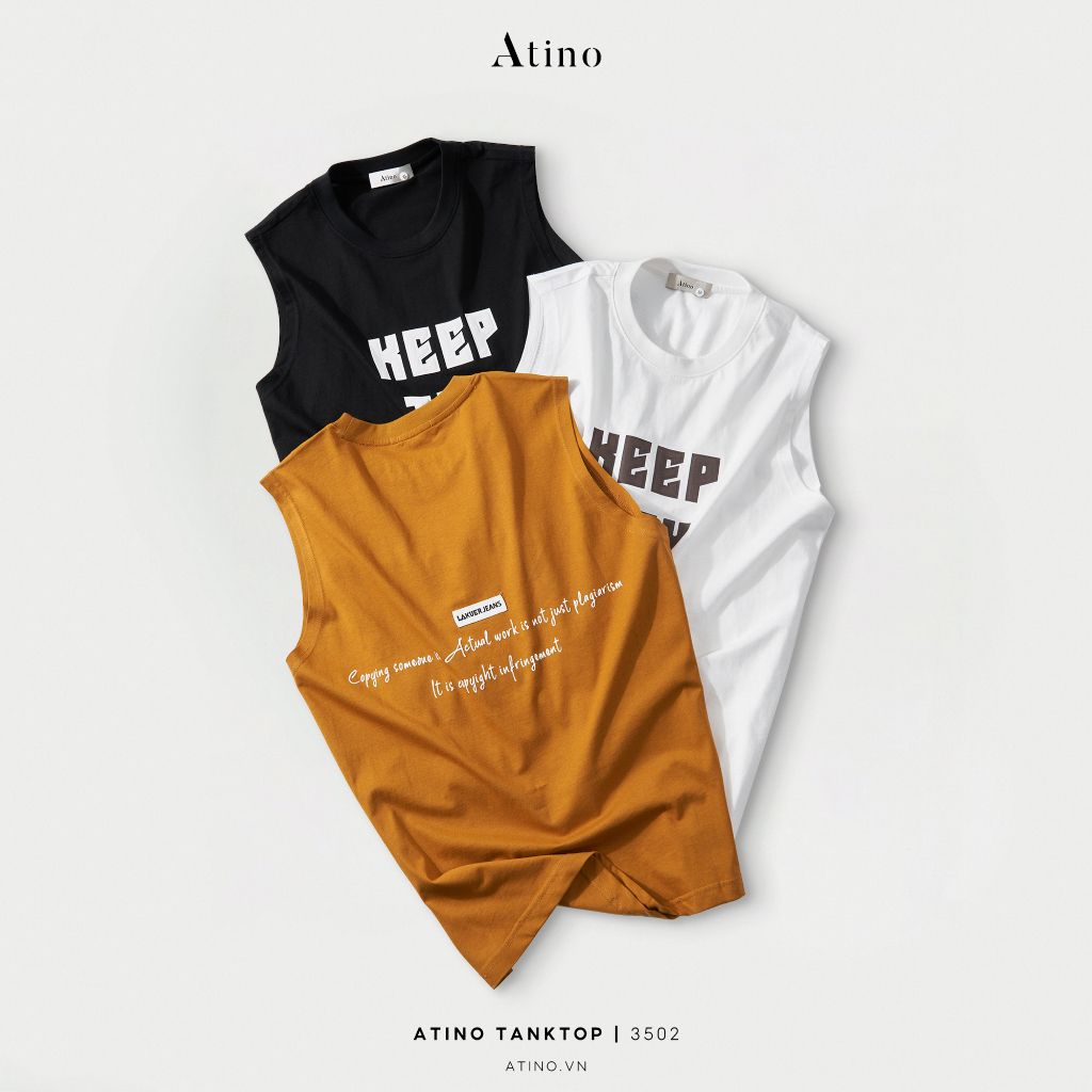 Áo Tank Top Ba Lỗ Nam KEEP ATINO Chất 100% Cotton Thoáng Mát form Slim-Fit TT3.3502