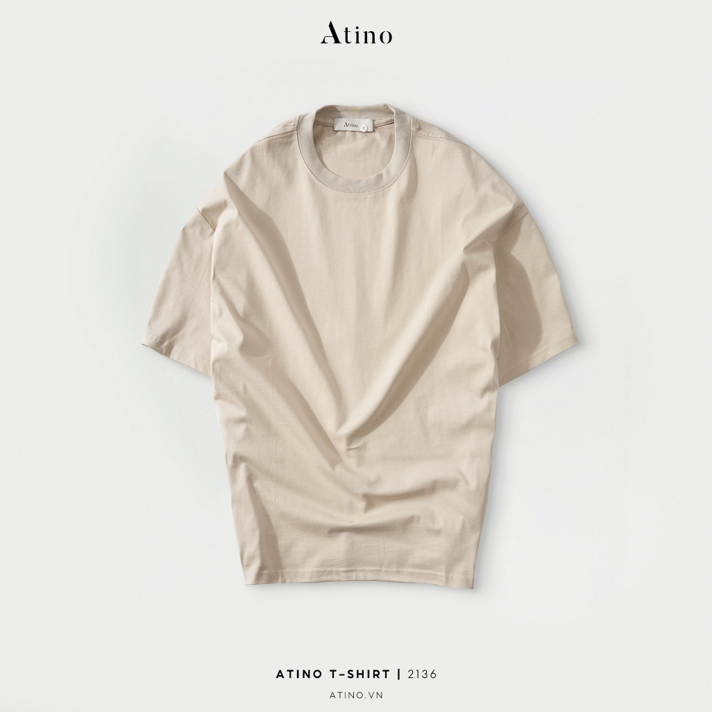 Áo Phông Nam Cộc Tay Cổ Tròn Trơn ATINO chất liệu 100% Cotton thoáng mát form Slim-Fit AP5.2136