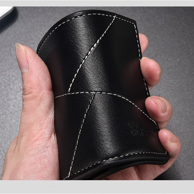 Ví đứng nam logo chìm cực đẹp da chống nước, bóp da nam ngang trẻ trung lịch lãm