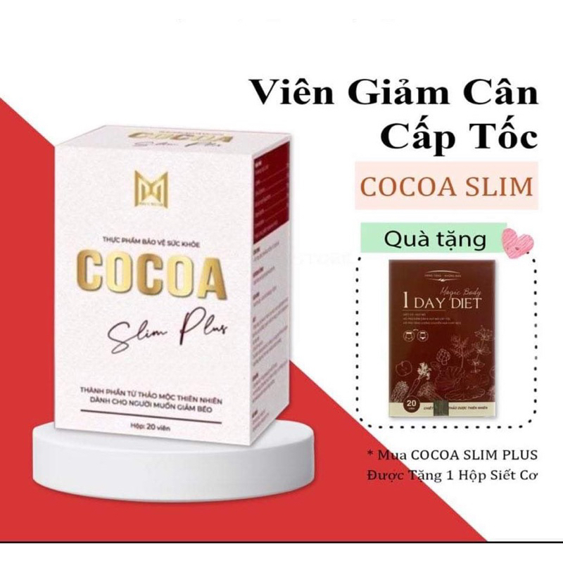 Giảm cân COCOA SLIM PLUS  mẫu mới tặng kèm siết cơ