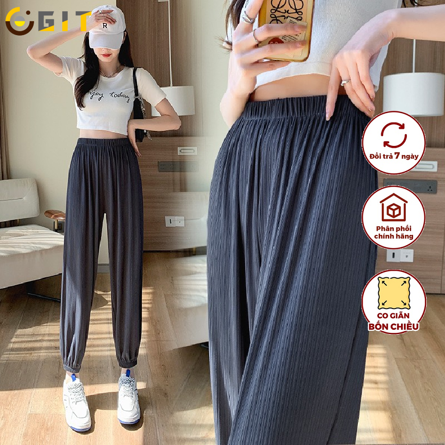 Quần Joggers Bo Gấu Thể Thao Nữ DVGIT Trơn Chất Liệu Tăm Gân Mềm Mịn Kiểu Dáng Phong Cách Hàn Quốc