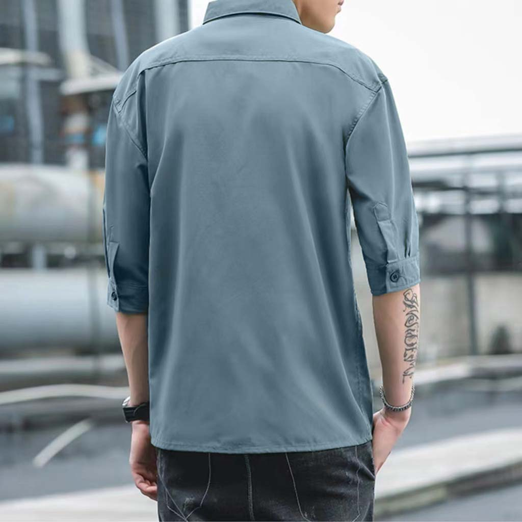 Áo sơ mi ngắn tay Áo Khoác Sơ Mi Nam form rộng, thời trang hiện đại unisex Mảnh Co Giãn Phong Cách Hàn Quốc