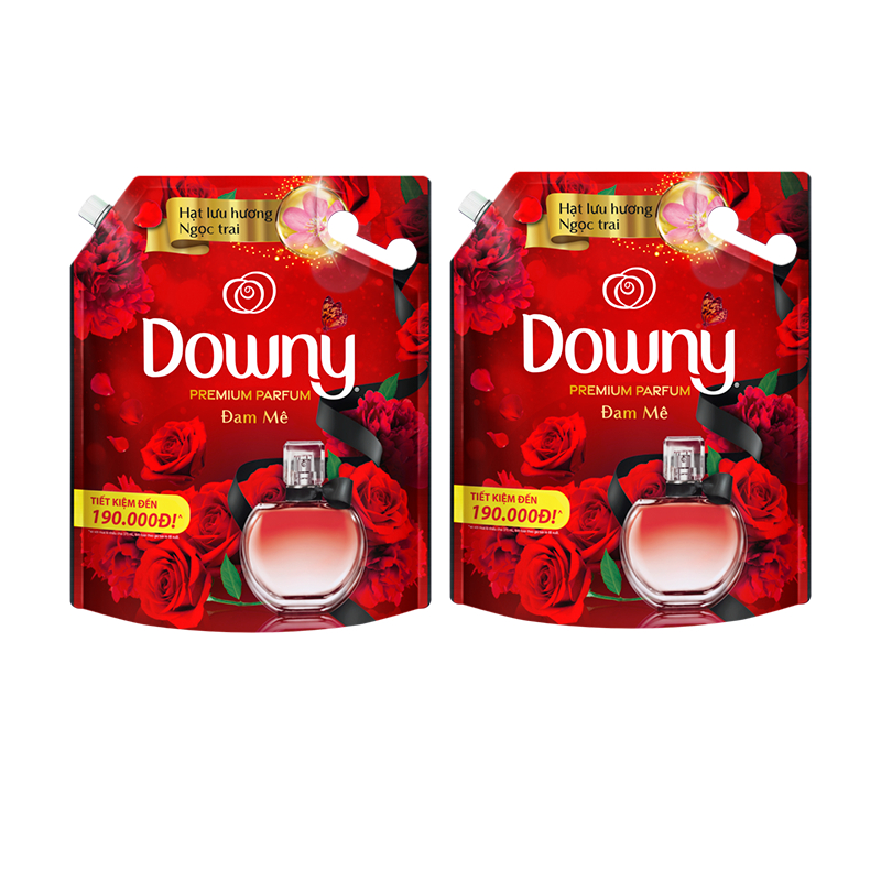 Combo 2 Túi Nước Xả Vải Downy Tinh Dầu Thiên Nhiên Hương Đam Mê 3L/túi