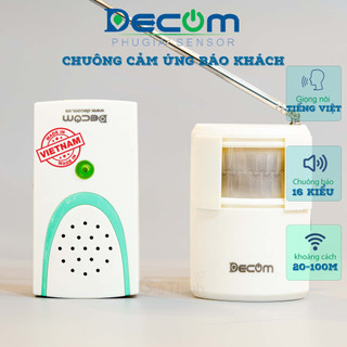 Chuông cảm ứng báo khách chống trộm Decom lời chào bằng tiếng Việt 16 kiểu chuông cảm biến siêu nhạy khoảng cách 20-100m