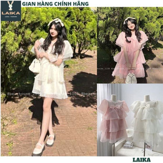 Đầm voan babydoll nơ ngực 3 tầng dáng ngắn - váy công chúa bánh bèo xinh xắn ngọt ngào nữ tính laika v107