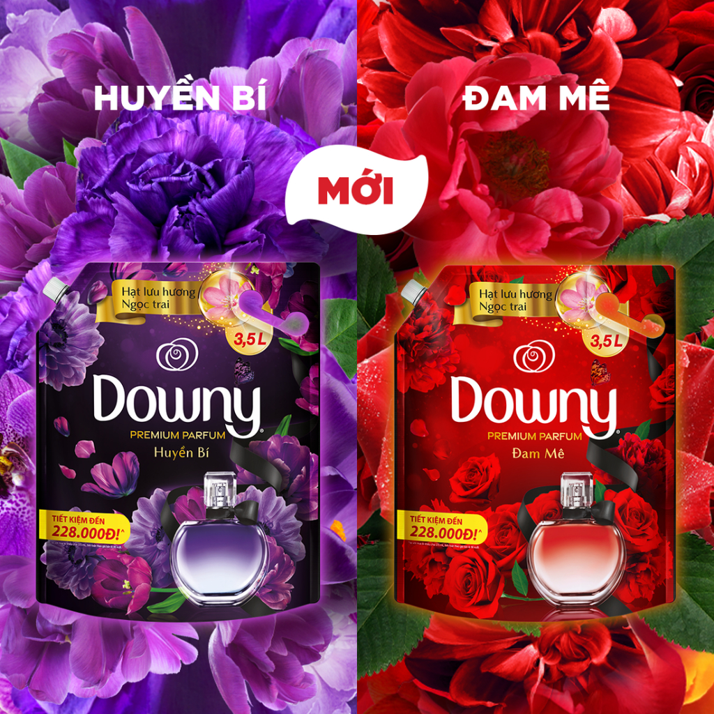 Combo 2 Túi Nước Xả Vải Downy Tinh Dầu Thiên Nhiên Hương Huyền Bí 3L/túi