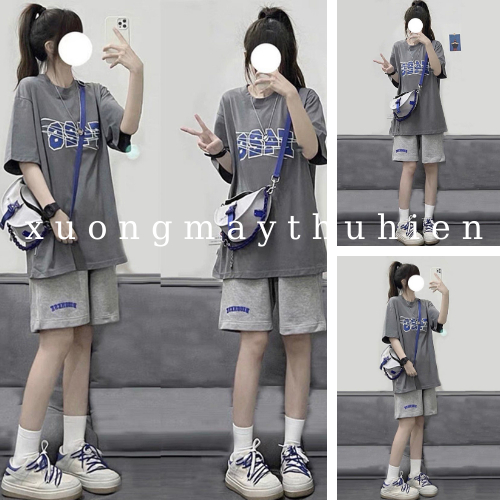 Bộ đùi nữ F4 form rộng freesize thời trang hàn quốc, set đồ unisex gồm áo thun tay lỡ kèm quần sooc xuongmaythuhien