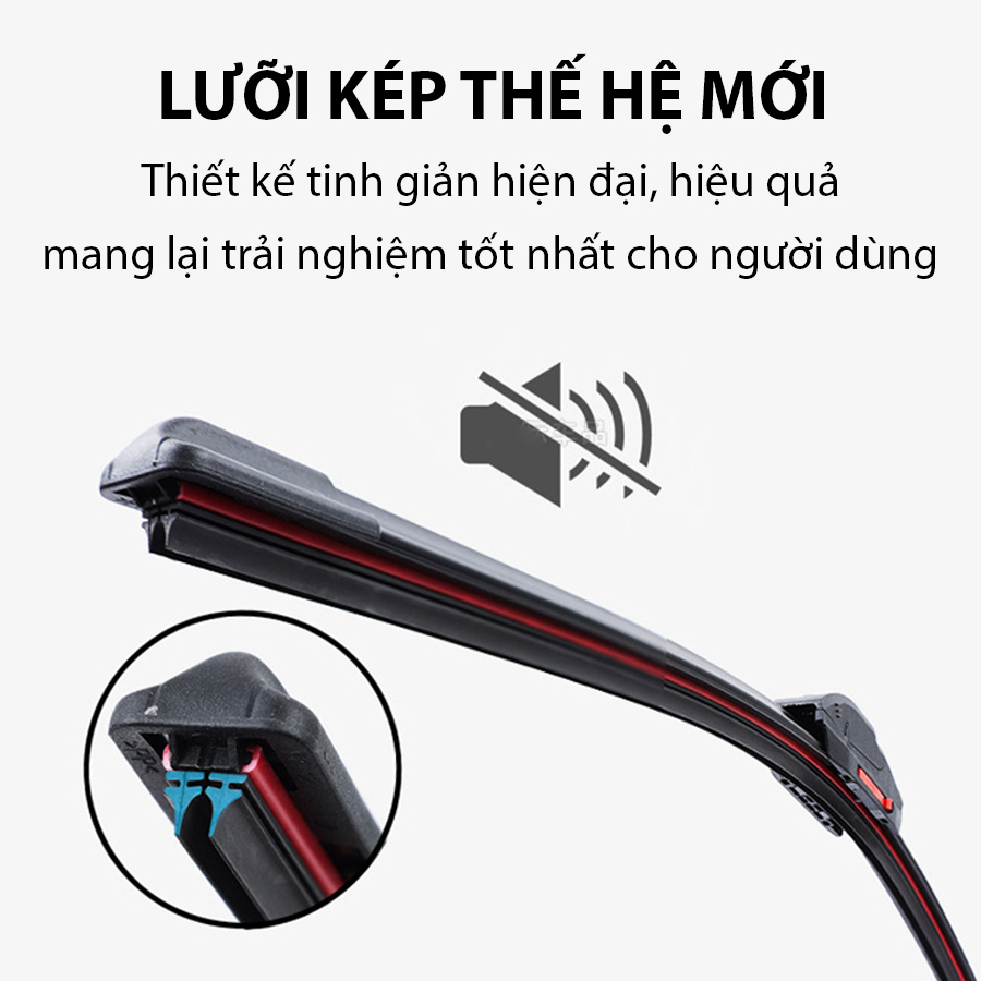 [HCM] Bộ gạt mưa lưỡi kép cao cấp TOYOTA RAIZE, thanh cần gạt nước mưa 2 lưỡi khung mềm đa năng, gạt kính oto luoikep