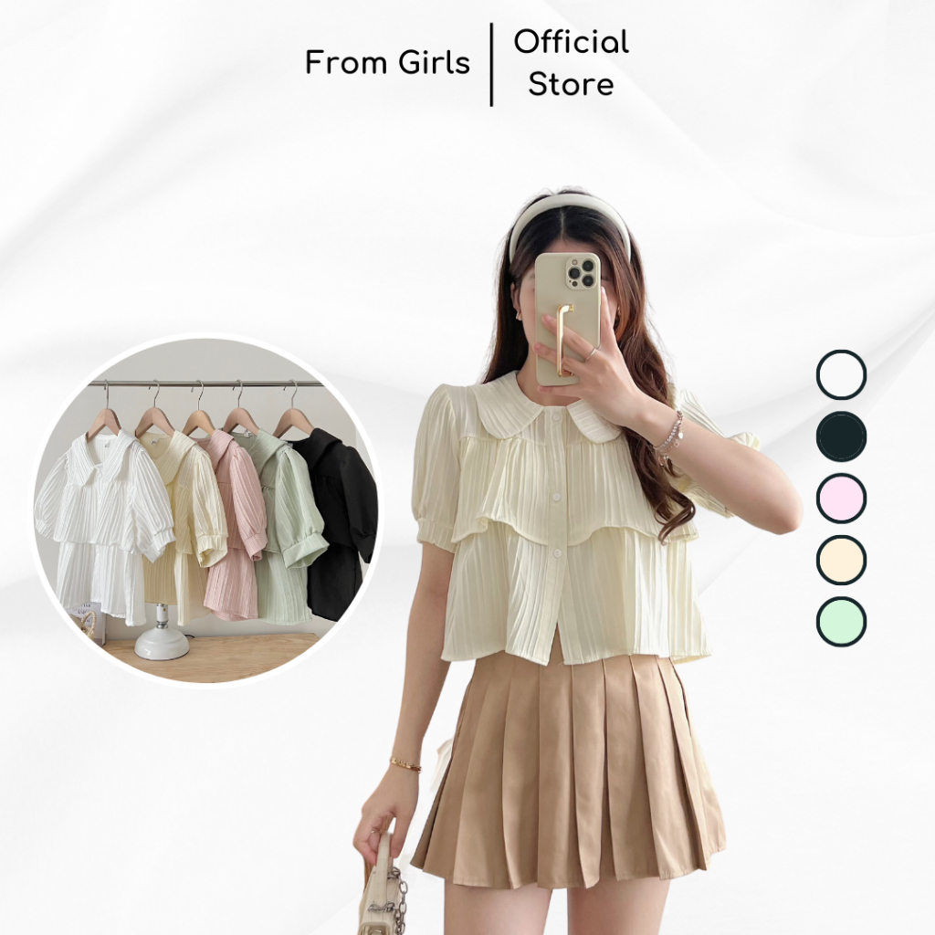 Áo babydoll dáng croptop, áo croptop 2 tầng cổ sen thoáng mát - SM208