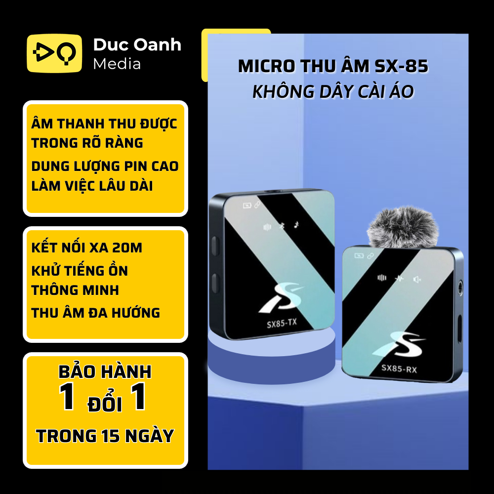 Mic thu âm SX-85 không dây micro cài áo lọc tiếng ồn cho điện thoại để livestream trợ giảng quay video