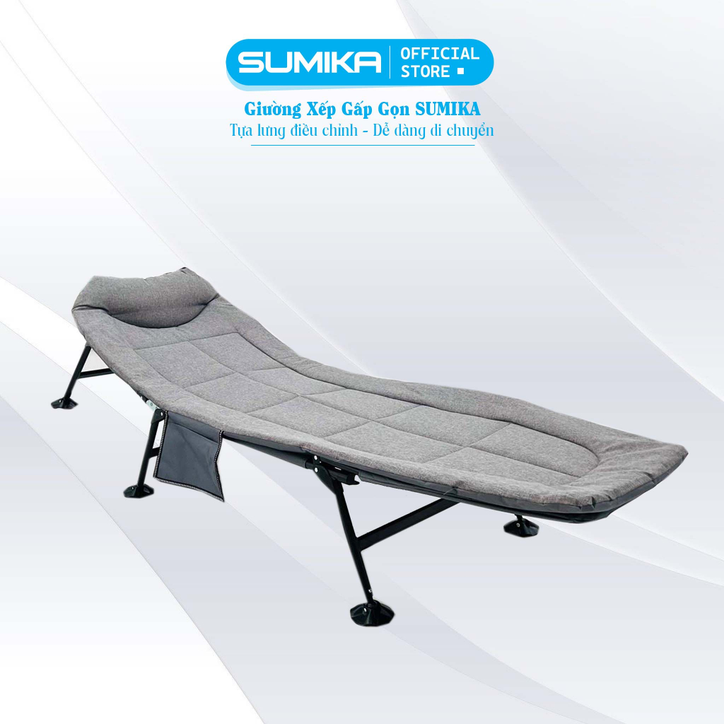Giường xếp gấp gọn 6 chân đa năng SUMIKA 298, có nệm, 5 cấp độ điều chỉnh