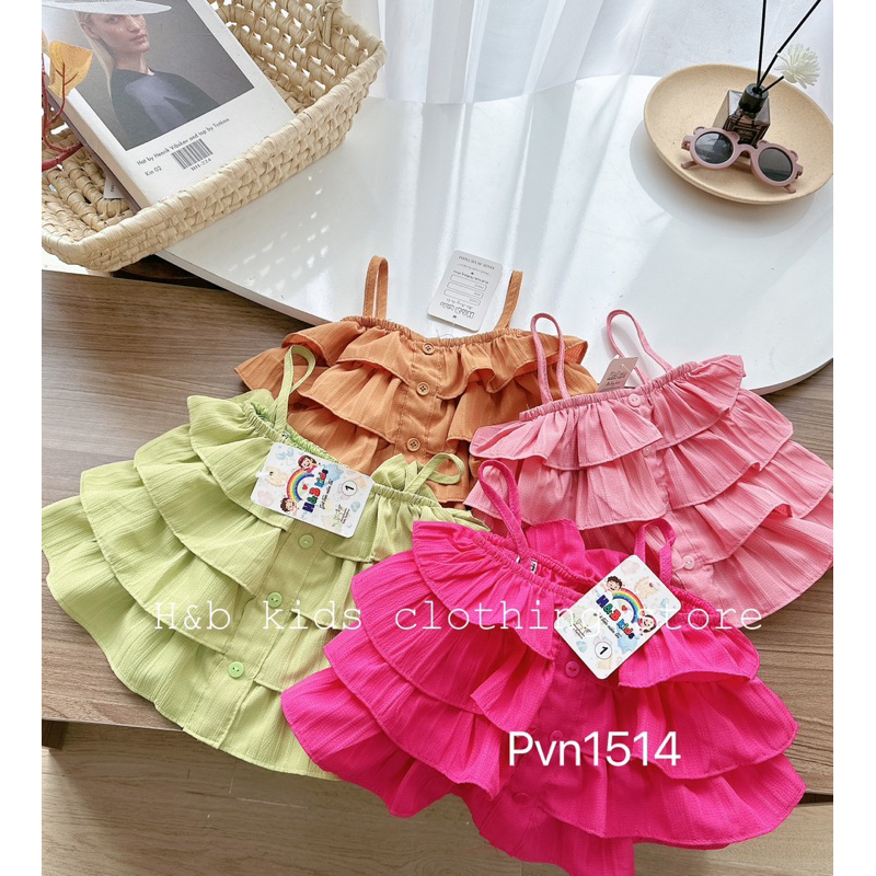 Set bộ bèo áo 3 tầng quần suông siêu sành điệu cho bé đi chơi SSK15 (9-19kg)