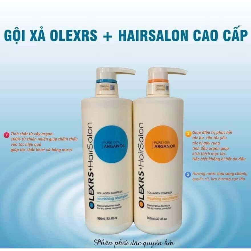 Dầu gội Olexrs Hair Salon chính hãng, cặp dầu gội xả Olexrs Collagen 500ml 960ml ngăn rụng tóc phục hồi tóc