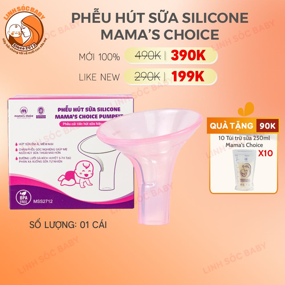 Phễu hút sữa silicon Mama's Choice chính hãng an toàn | Dùng cho máy Medela, Spectra, Avent, Unimom, Rozabi, Cimilre