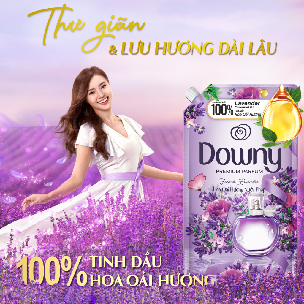 Combo 2 Túi Nước Xả Vải Downy Tinh Dầu Nước Hoa Cao Cấp Hương Hoa Oải Hương 3L/túi