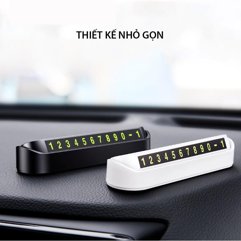 Bảng nằm ghi sđt số phản quang gắn logo hãng xe đặt taplo oto by Chất