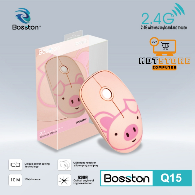 Chuột Không Dây Bosston Q15 Hình Thú Dễ Thương - Hình Ngẫu Nhiên