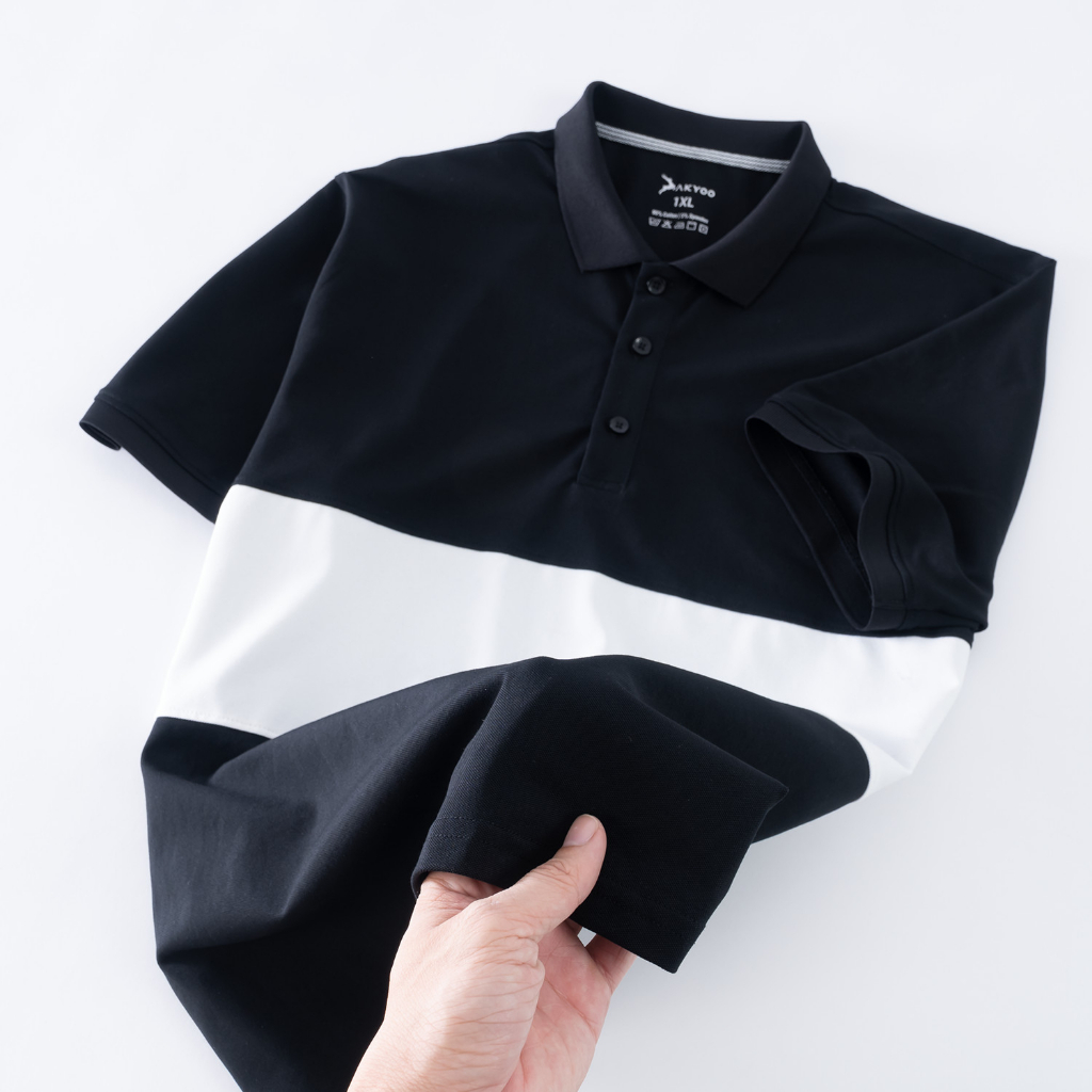 Áo POLO Nam Bigsize 80-140KG AKYOO Cao Cấp Cotton Co Giãn, Thâm Hút Mồ Hôi, Áo Polo Bigsize - PL TRANG DEN