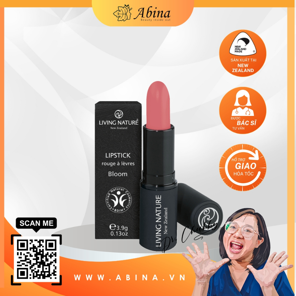 Son môi organic Living Nature - Màu hồng tự nhiên Bloom 10 - Dr Chubby