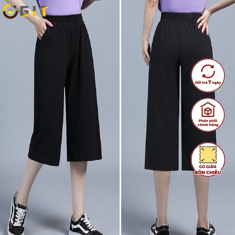 Quần Nữ Ống Rộng DVGIT Kiểu Lỡ Dáng Lửng Chất Liệu Tăm Lạnh Mát Mịn Phù Hợp Đi Chơi Dạo Phồ Thời Trang Hàn Quốc