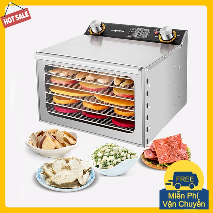 Máy Sấy Thực Phẩm Hoa Quả Trái Cây 6 Khay Inox Siêu Bền Dehydrator [BH 12 Tháng]