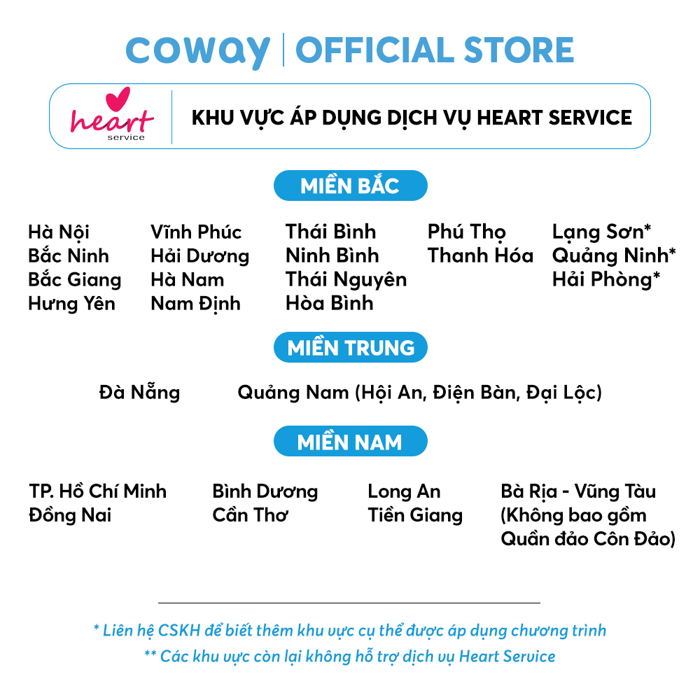 [2 năm] [E-Voucher] – Heart Service – Gói bảo dưỡng và chăm sóc Máy lọc không khí Coway tại nhà