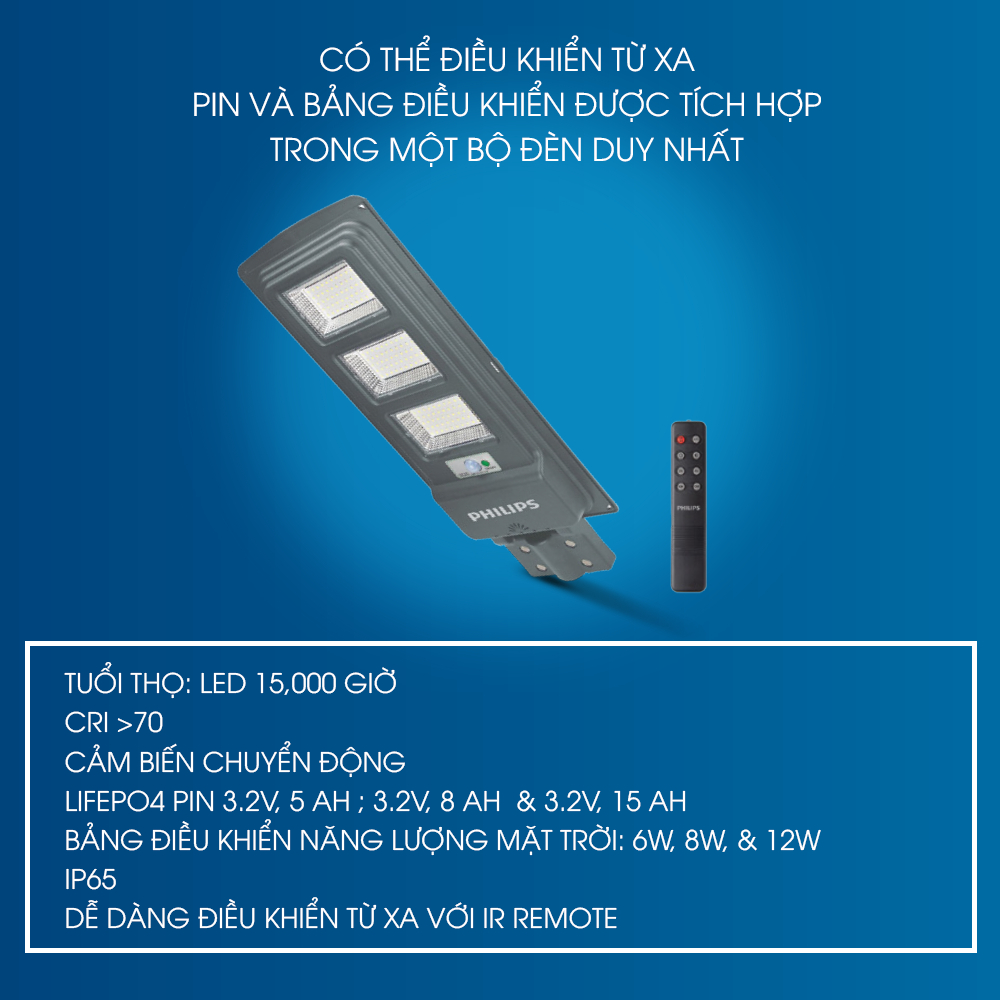 Đèn đường Philips năng lượng mặt trời (full phụ kiện) BRC050 LED40/ LED20/ LED10