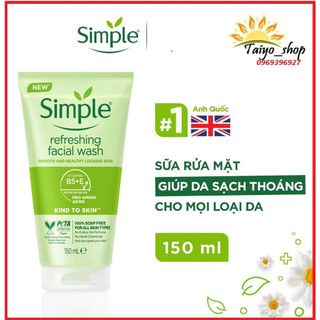 [NEW]Sữa Rửa Mặt Simple Gel Kind To Skin Refreshing Facial Wash Gel 150ml