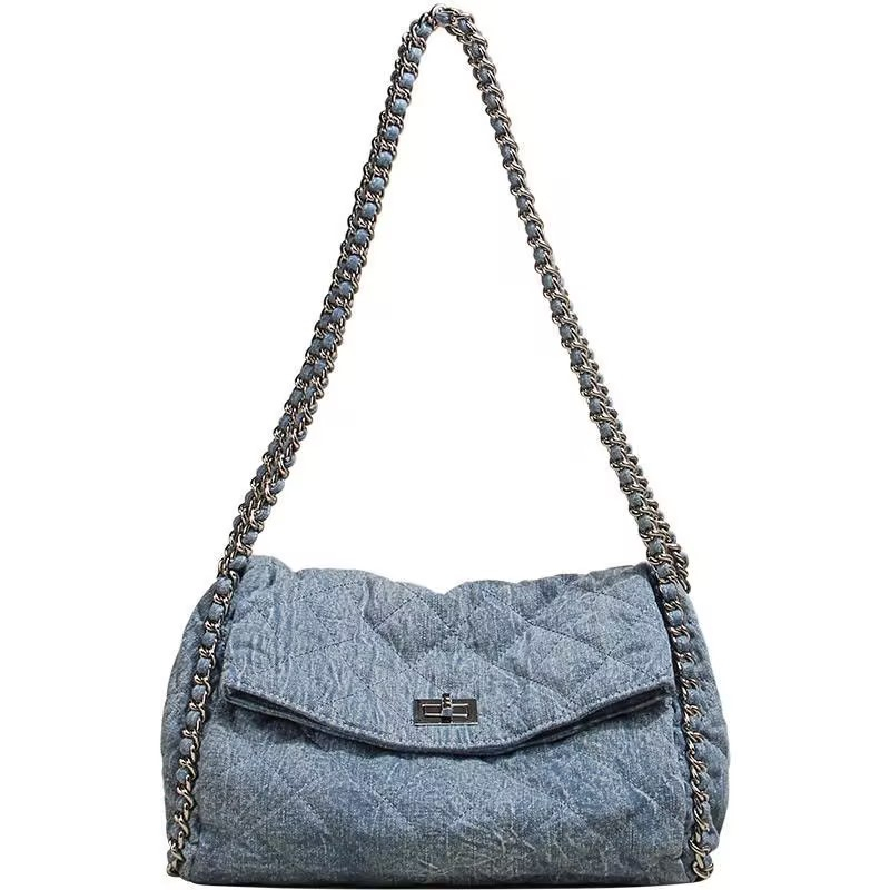 Túi đeo vai chuỗi hình thoi phong cách Xiaoxiang túi xách denim túi vuông nhỏ cho nữ🌈🌷HÀNG CÓ SẴN🌱