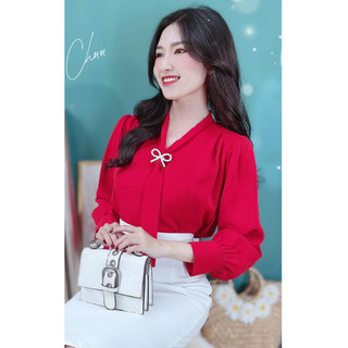 Áo sơ mi nữ lụa lạnh kiểu cổ cavat sang trọng CHUU A9231