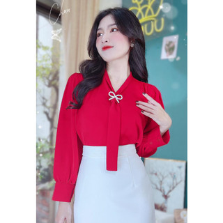 Áo sơ mi nữ lụa lạnh kiểu cổ cavat sang trọng CHUU A9231