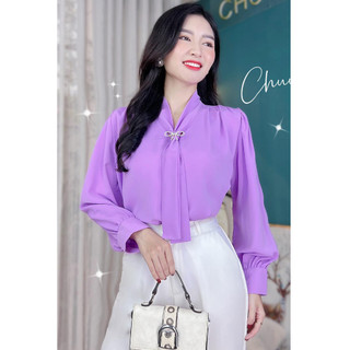 Áo sơ mi nữ lụa lạnh kiểu cổ cavat sang trọng CHUU A9231