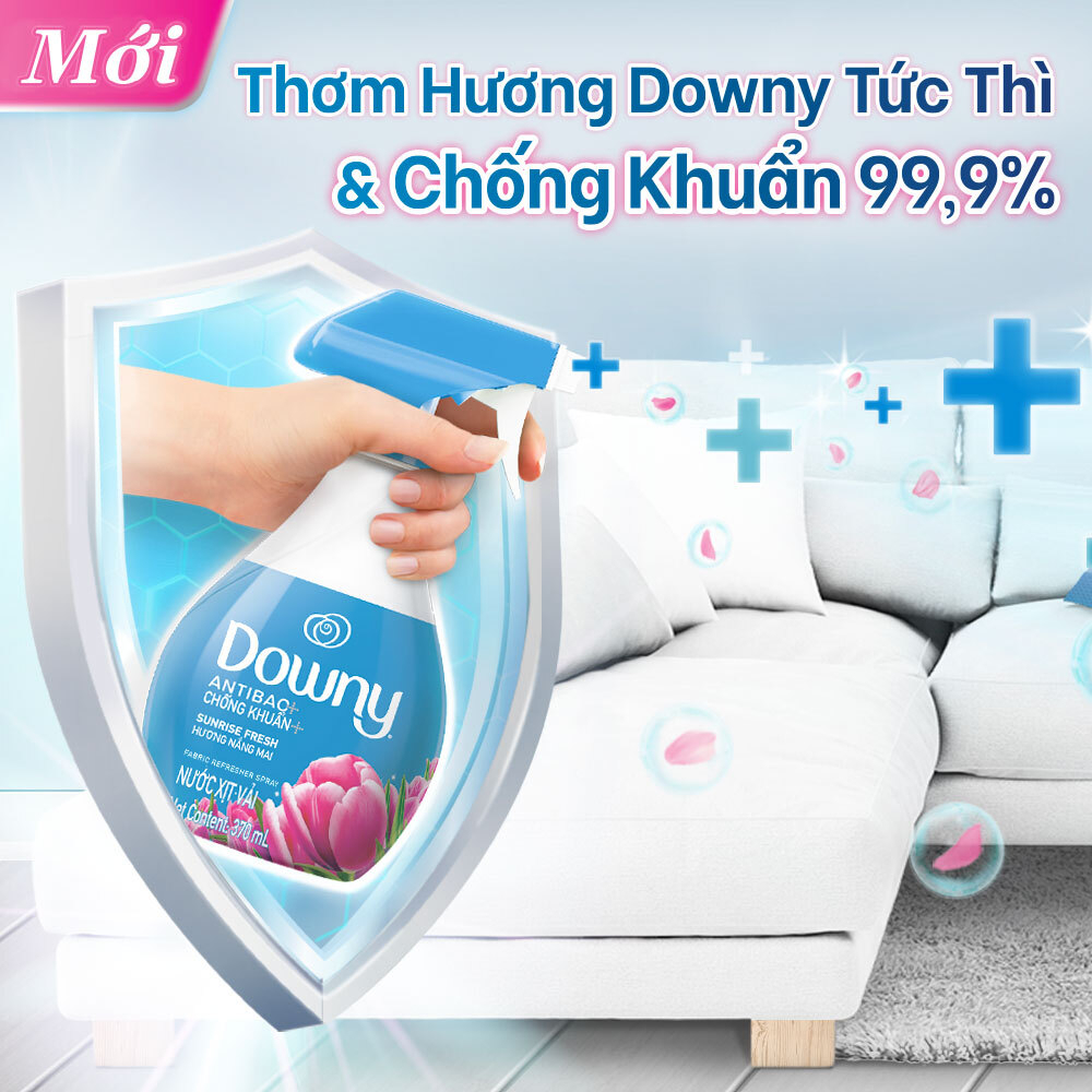 Combo 2 Chai Xịt Vải DOWNY Khử Mùi Và Chống Khuẩn 99.9% Hương Nắng Mai 370ml/chai