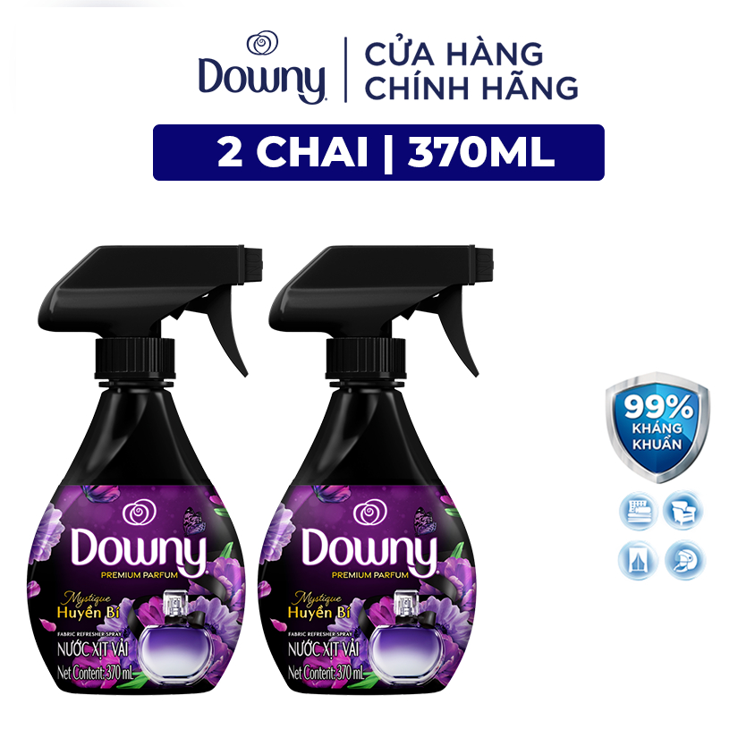 Combo 2 Chai Xịt Vải DOWNY Khử Mùi Và Chống Khuẩn 99.9% Hương Huyền Bí 370ml/chai