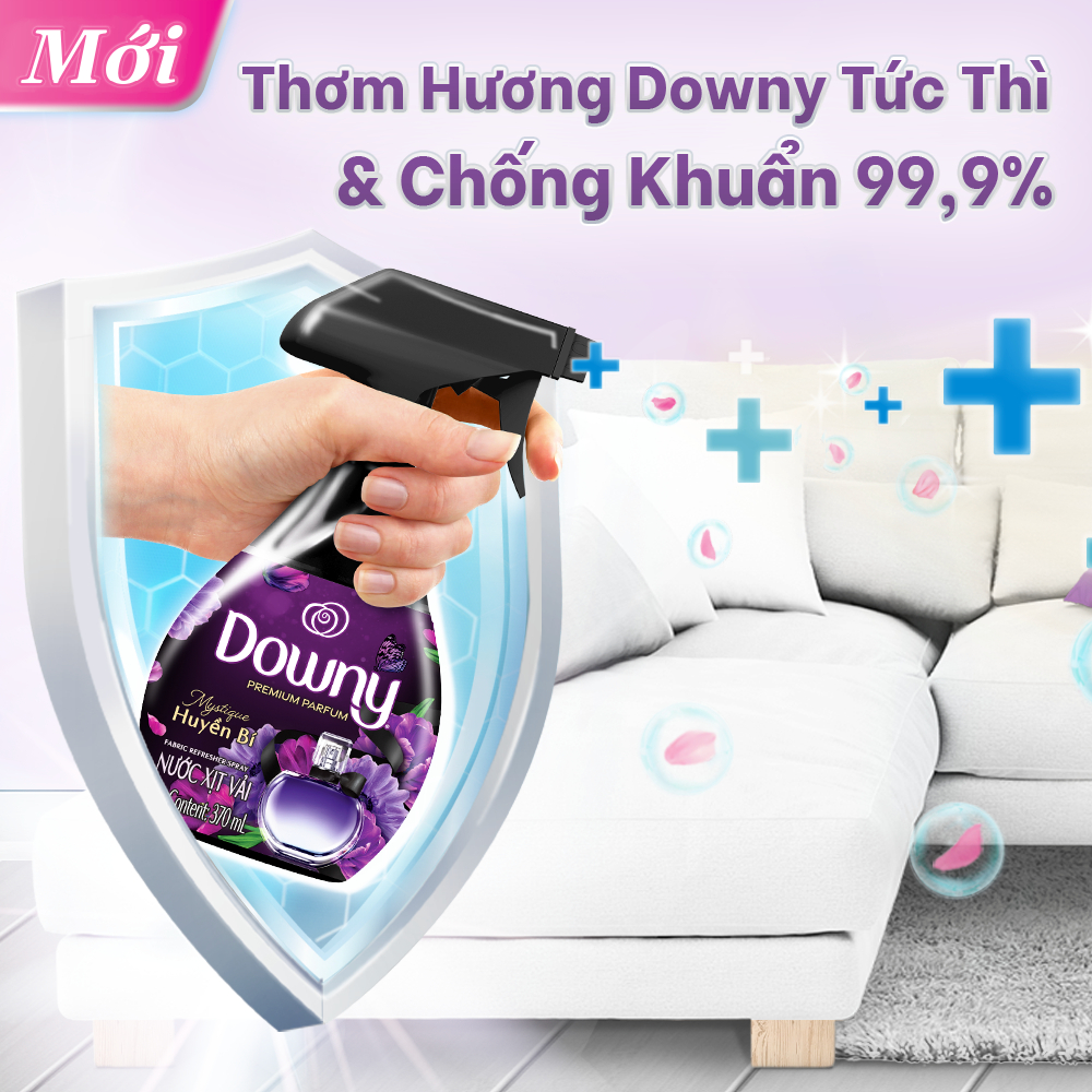 Combo 2 Chai Xịt Vải DOWNY Khử Mùi Và Chống Khuẩn 99.9% Hương Huyền Bí 370ml/chai