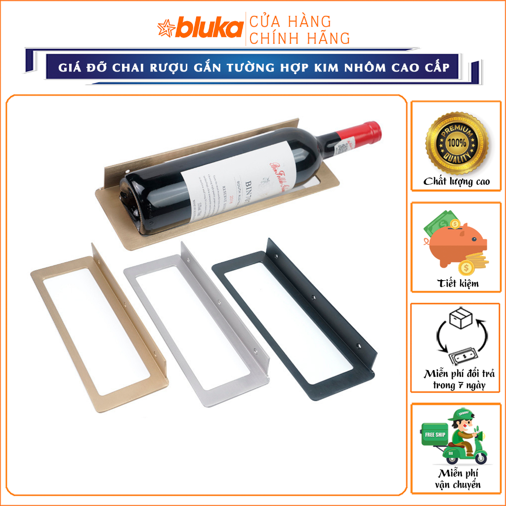 Giá Đỡ Chai Rượu Vang Gắn Tường Hợp Kim Nhôm Cao Cấp