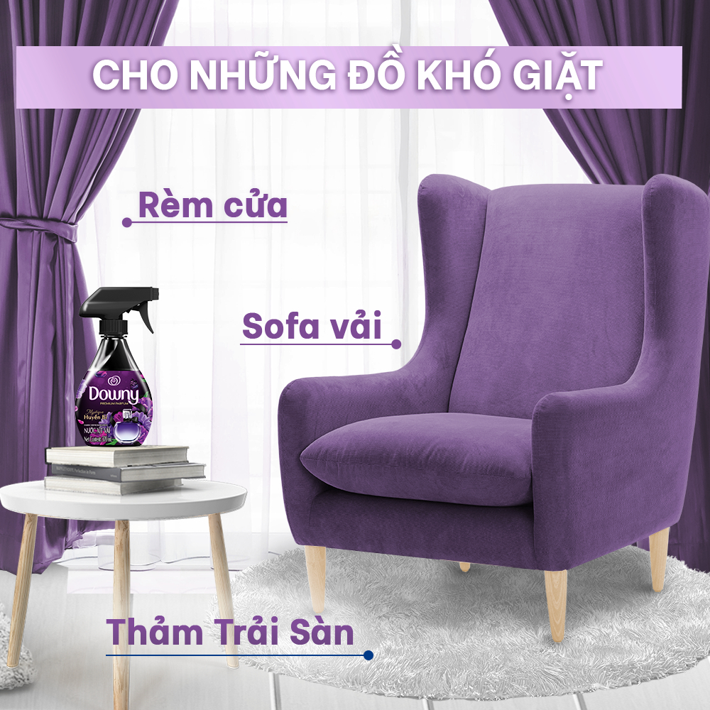 Combo 2 Chai Xịt Vải DOWNY Khử Mùi Và Chống Khuẩn 99.9% Hương Huyền Bí 370ml/chai