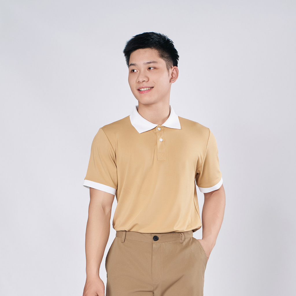 Áo POLO trơn ROUGH form regular, cổ bẻ phối màu thanh lịch